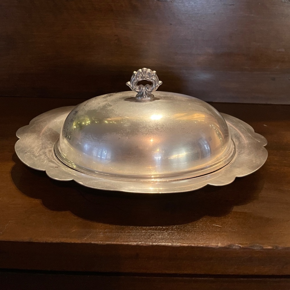 Vintage “Modern Silver” Silver on Copper Butter Dish
